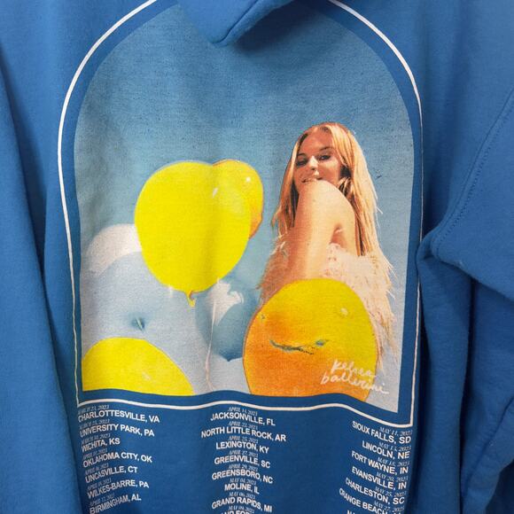 Kelsea Ballerini 2023 Heartfirst Concert Tour Hoodie Size M Blue Balloons Cities - Picture 4 of 9